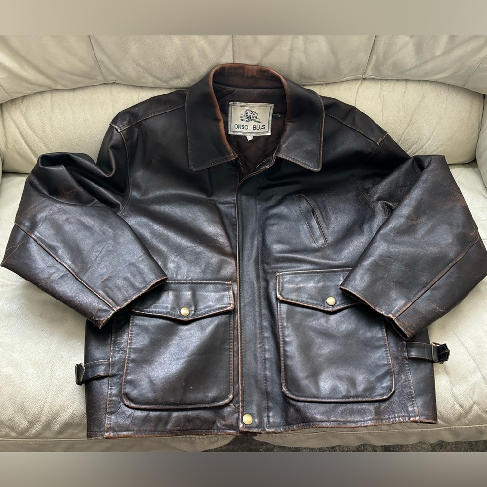 Vintage ORSO BLUS Aviator leather jacket size XL